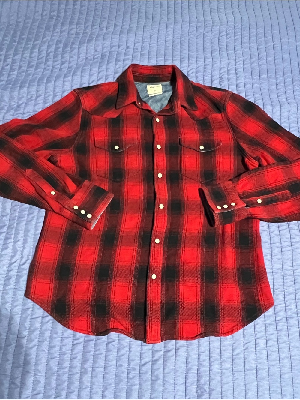 GAP 1969 Men's Red and Black Plaid Button-Down slim fit Shirt size M